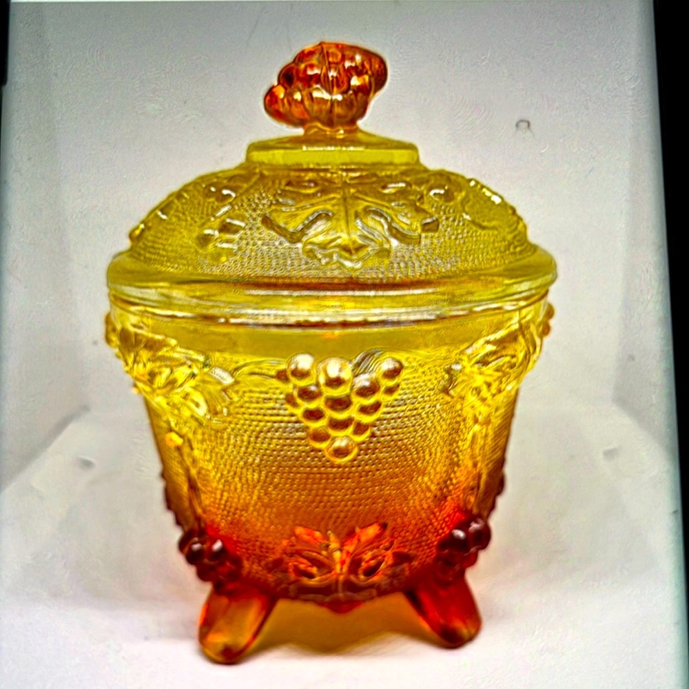 Jeanette Glass Amber Candy Dish